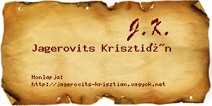 Jagerovits Krisztián névjegykártya